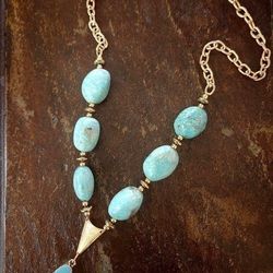18K Gold Turquoise Bohemian Statement Necklace