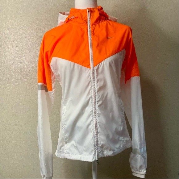 Nike Running Jacket - Size: S Color: White/Orange