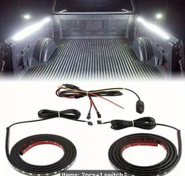 12V 2pcs LED Strip Truck Bed Cargo Work Lighting Kit Strip Lighting for SUV Van, Without Battery