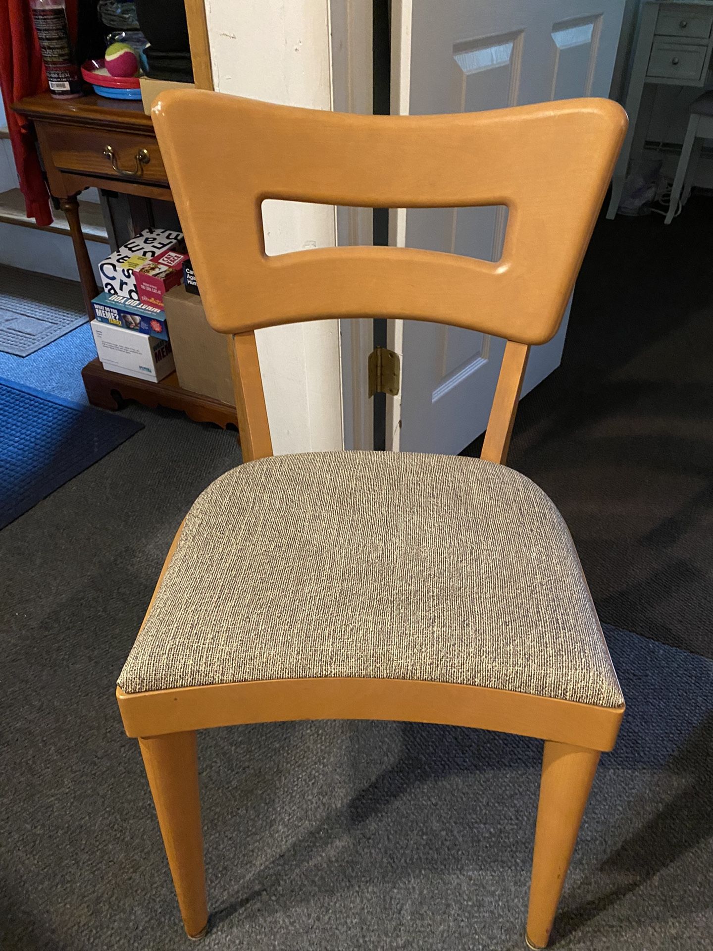 Antique Table W Leaf And 4 Chairs