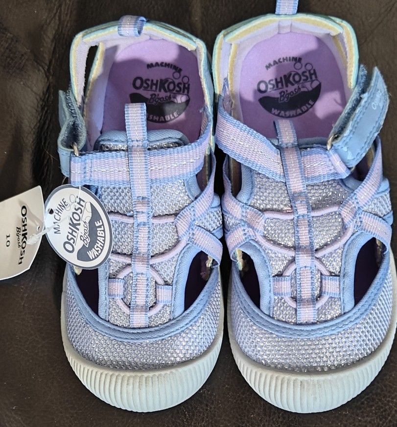 OshKosh B'gosh Blue Girls Sandals Breathable Machine Washable size 10 M, New W/ Tags