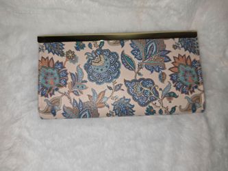 Floral Clutch Wallet with Gold Bar Closure