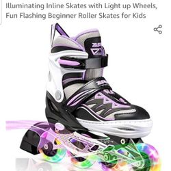 Girls Adjustable Inline Skates With Light Up Wheels