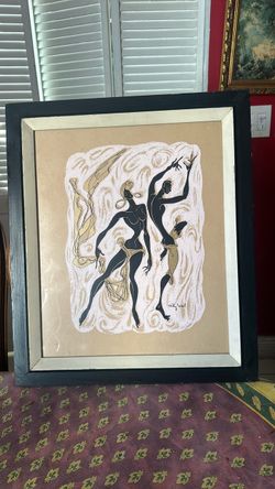 2 different Framed Figurative Art Print Dancing Figures