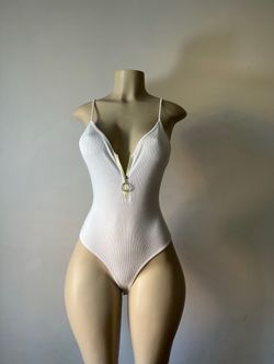New White & Neon Yellow Bodysuit Size Small