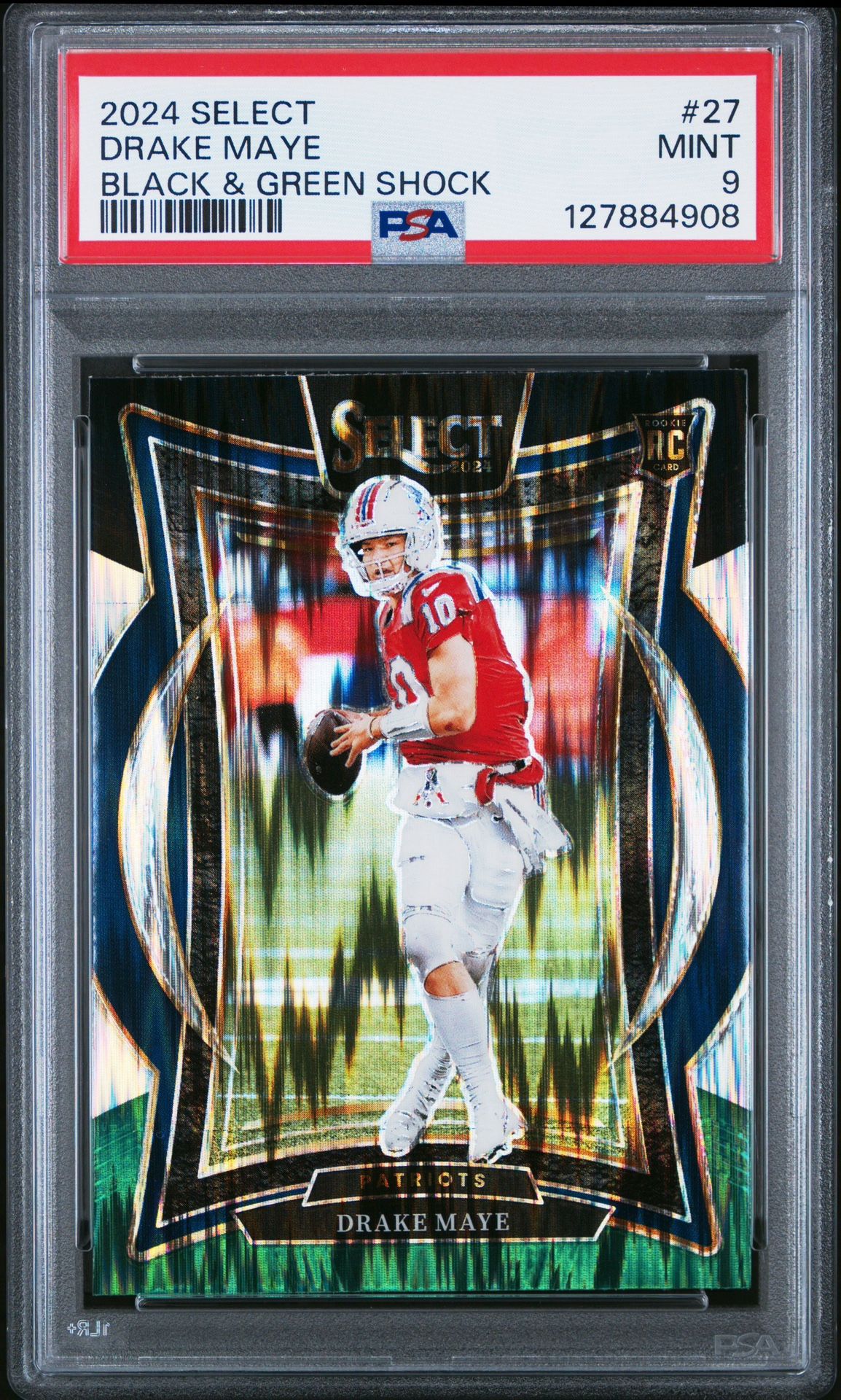 2024 Select Drake Maye Black Green Shock #27 PSA 9 New England Patriots 