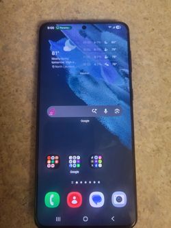 Samsung Galaxy S21 plus 5G unlocked. Got a cracked  screen, but it works well.