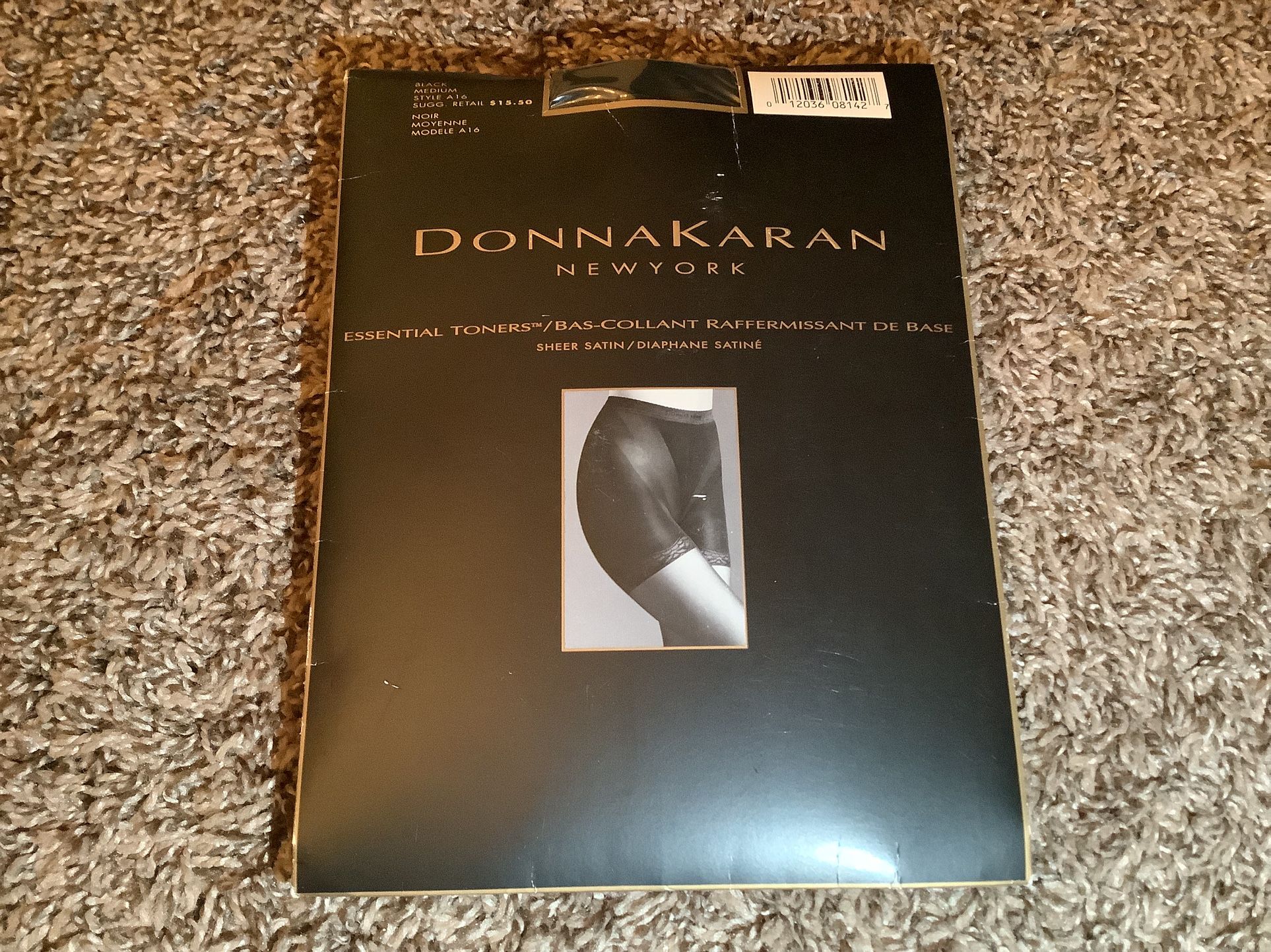 Donna Karan essential toners pantyhose, style A16, color black, size: M