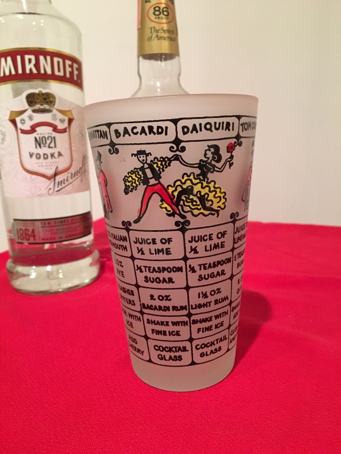 VINTAGE MIXED DRINK RECIPE GLASS
