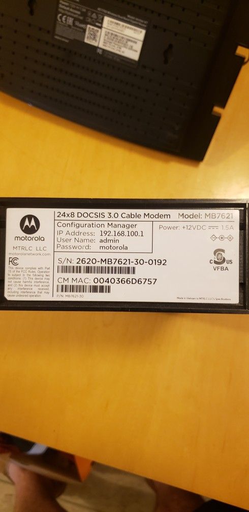 Motorola Modem And TP Link Router