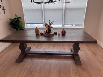 Dark Wood Farmhouse Trestle Dining Table
