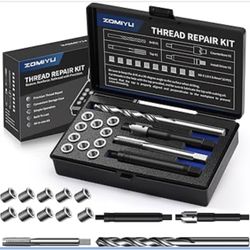 M6x1.0 Metric Thread Repair Kit, with HSS Drill, HSS Tap, Counterbore, Installation Driver, M6x1.0MM 10 pcs 304 Stainless Steel Inserts (9.4mm Length)
