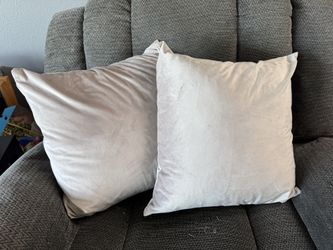 2 - Gray Velvet Throw Pillows