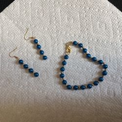 Blue Matching Earrings And Necklace Set