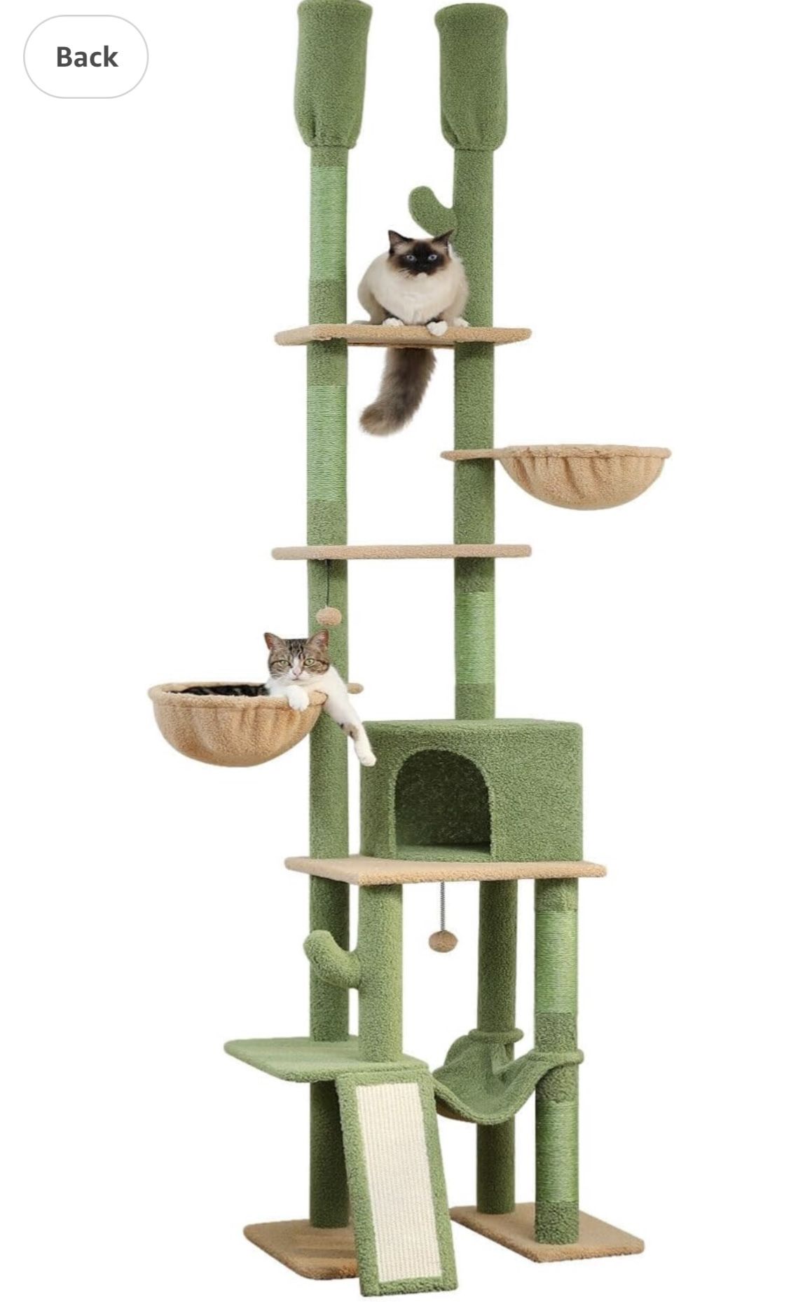Cactus Cat Tree Floor to Ceiling Cat Tower with Adjustable Height(85-112 Inches)