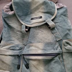 Vintage Distressed Denim Backpack 
