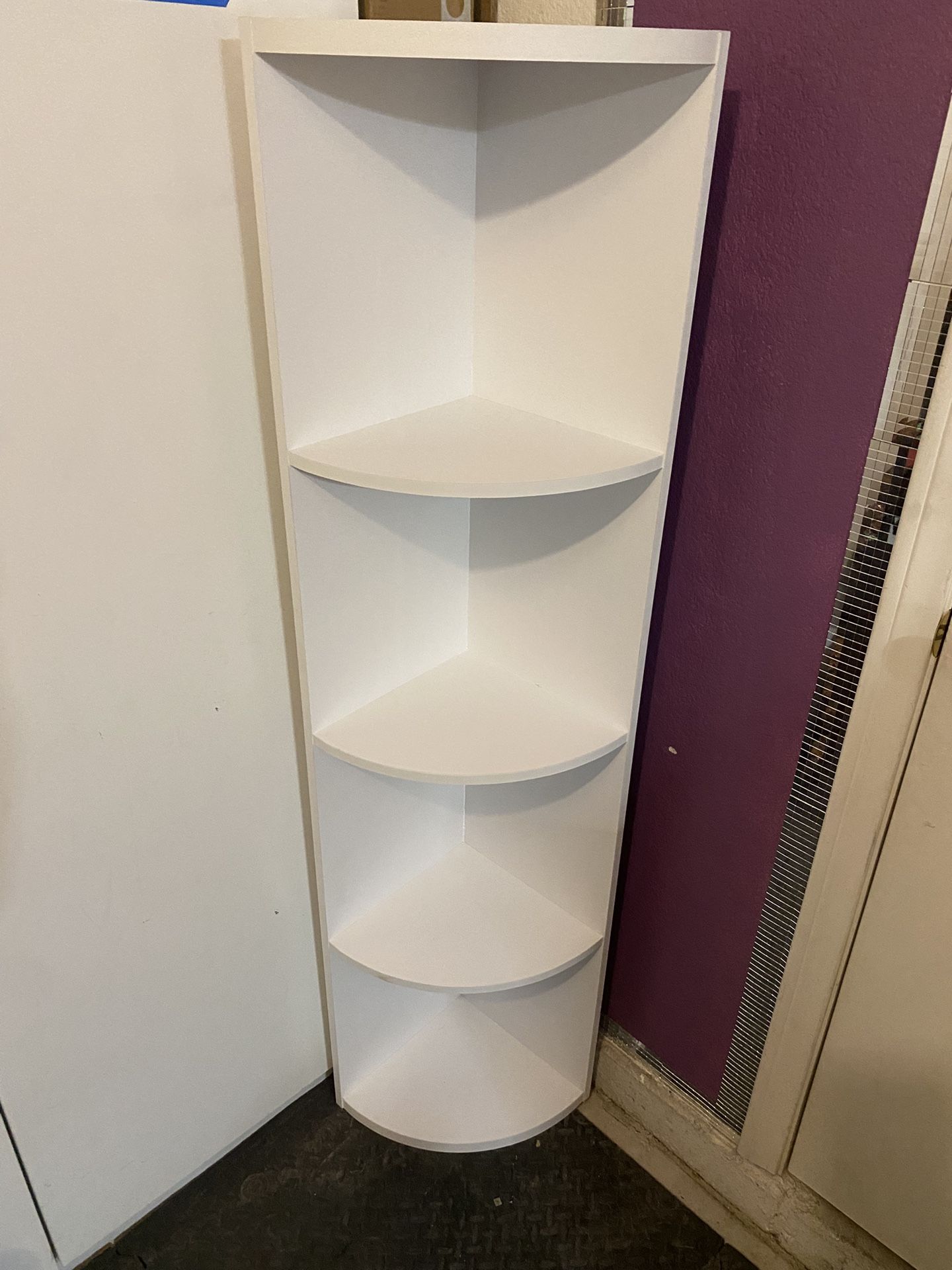 5ft, 4-Tier Corner Shelf Bookcase, Bookshelf, White