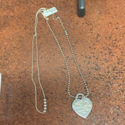 Tiffany & Co 30” Etched Arrow Heart Beaded Necklace 