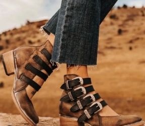 Freebird by Steven Scarlett Leather Western Boho Buckle Bootie Women’s Size US 10