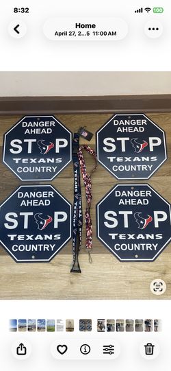 TEXANS Stop Sign & Landyard For Keys Or Badge