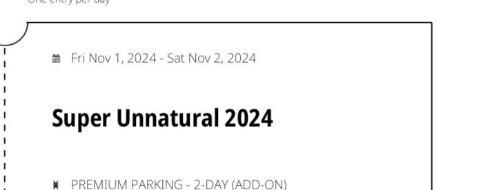Premium Parking - Super Unnatural (Two Day)