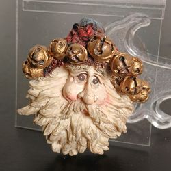 Vtg  Christmas Boyd’s Bear   Santa Claus Jingle Bell Hat Brooch Pin Jewelry 
