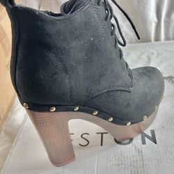 New Womens Black Platform Boots Size 7