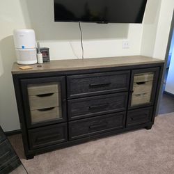 Ashley Furniture Foyland Dresser - Modern Two-Tone Wood (Great Condition)