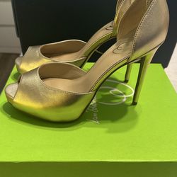 WOMENS SIZE 9 SAM EDELMAN FLORENCIA GOLD LEATHER