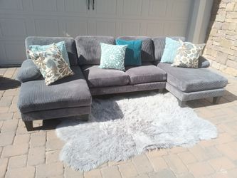 Grey Double Chaise Sectional Sofa 