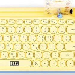 New Open Box Yellow BT21 MY LITTLE BUDDY SERIES Bluetooth Wireless Keyboard