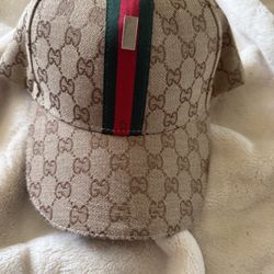 Used Adjustable Gucci Hat With Leather Buckle Strap 