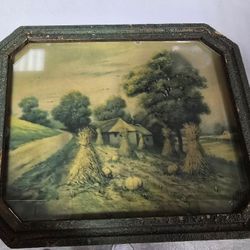 Antique Farm Picture Nailed Stays Signed 1920s