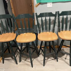 $50 For All [4 Chairs] !! ***SWIVEL Solid Wood Bar/high Table Chairs