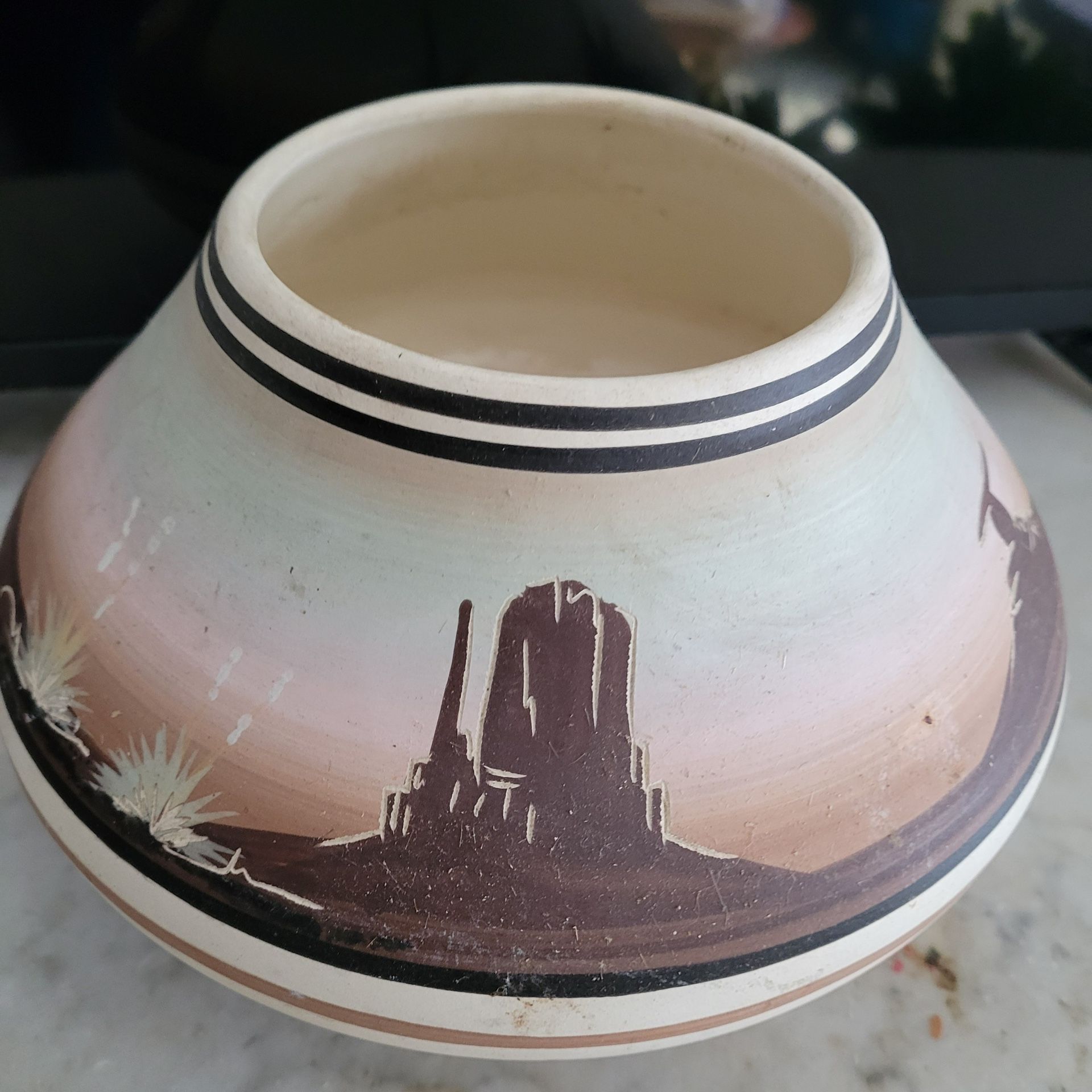 Navajo Native Pottery vase 5 inches accross 8 inches tall- vintage