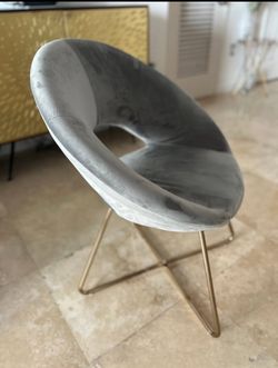 Modern Velvet and Brass leg Dining Chairs. Set of 4