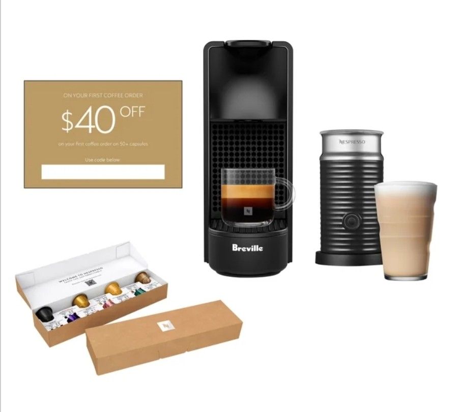 Breville Nepresso Esenza Mini Expresso Coffee Machine Single Serve With Milk Frother