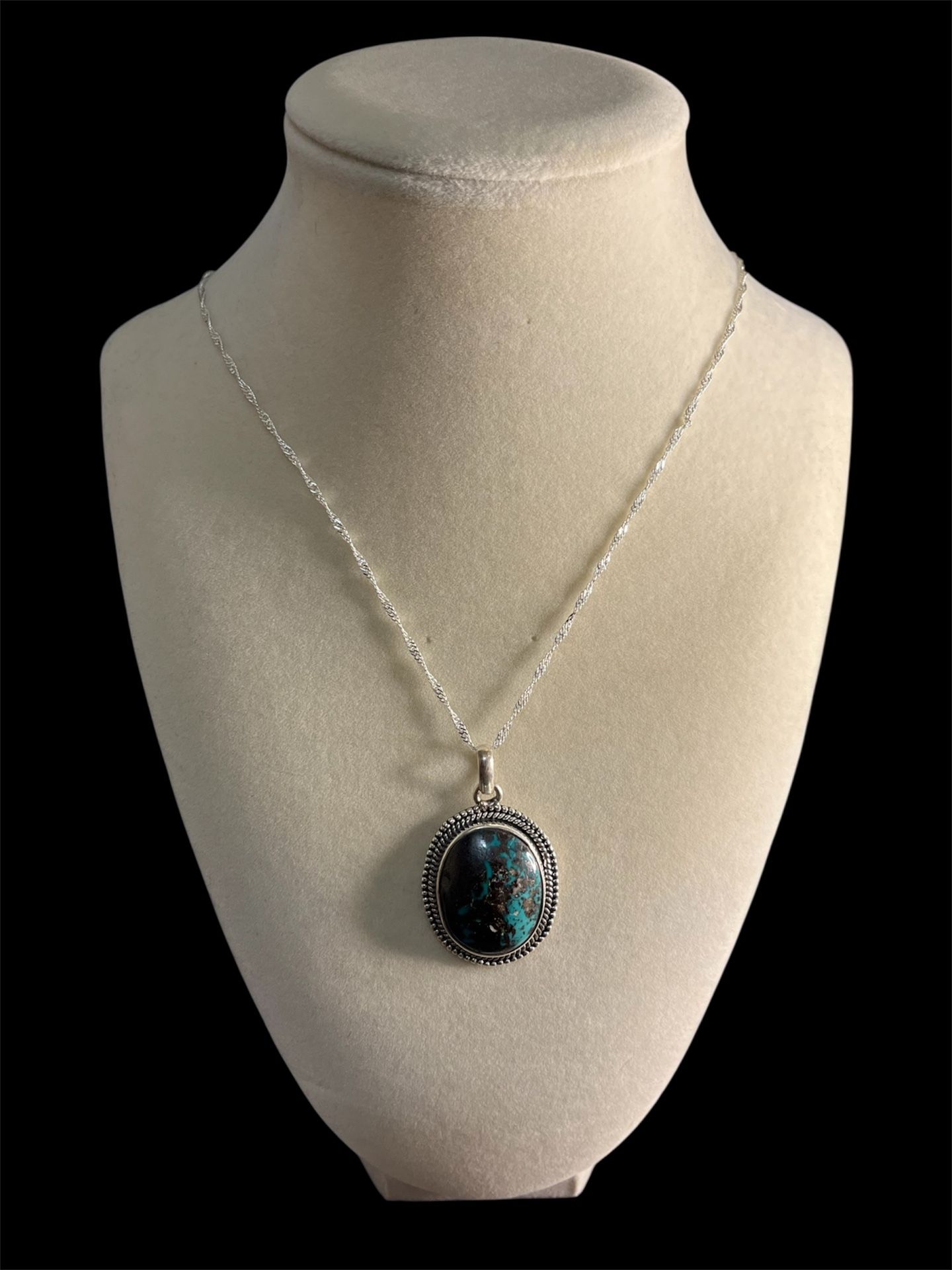 SS925 Turquoise & Pyrite Necklace