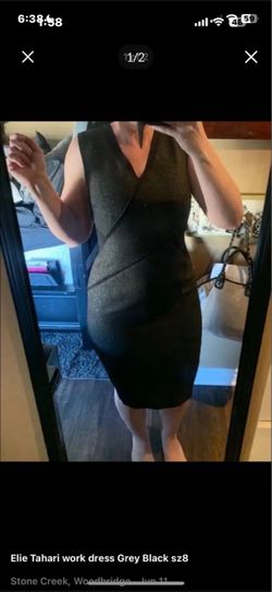 Ellie Tahari Work dress size 8 grey unique style