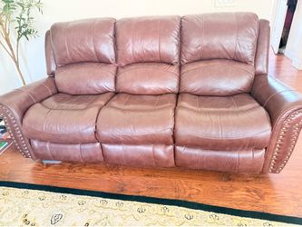 Brown Leather Sofa. 3 Piece Set, Price Negotiable. Selling ASAP