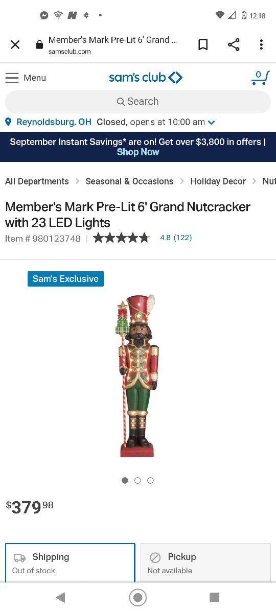 Brand New In The Box 6 Foot Tall Nutcracker With Led Lights