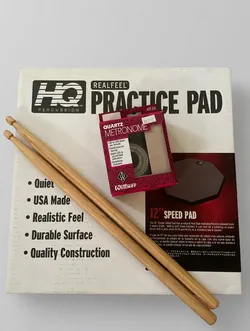 Drum Practice Starter Set - Practice Pad + Drumsticks + Metronome