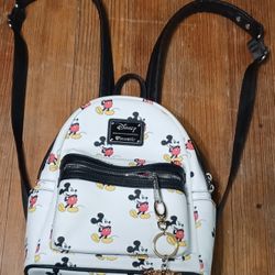 Mickey Mouse Backpack White Character Disney Pockets Bag