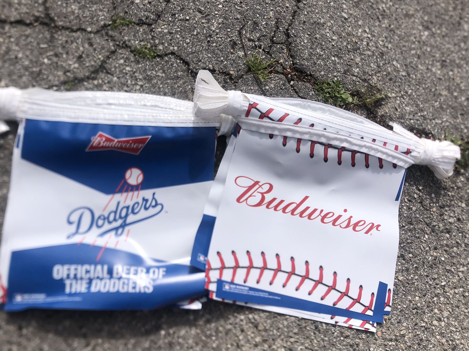 Budweiser logo on plastic wrap during Dodgers' celebration