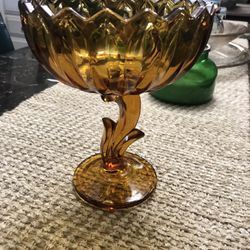 Antique gold glass candy bowl