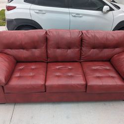 Red Leather Couch 