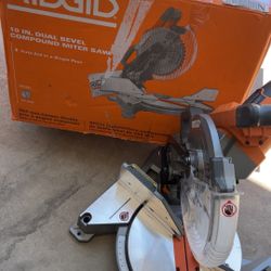 Ridgid 10 Inch Dual Bevel Miter Saw With Cut Line Indicator 