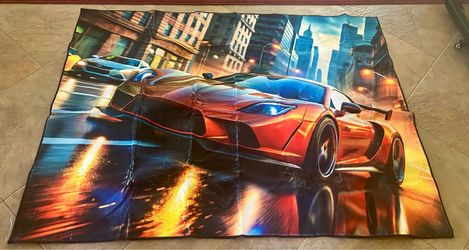 New Awesome Design Race Car Rug. 5x4. Machine Washable.