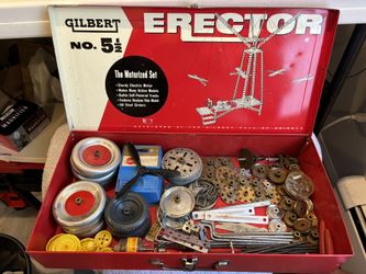 1948 No. 6 1/2 & 1950’s Gilbert No.5 1/2 Erector Set Case With Parts