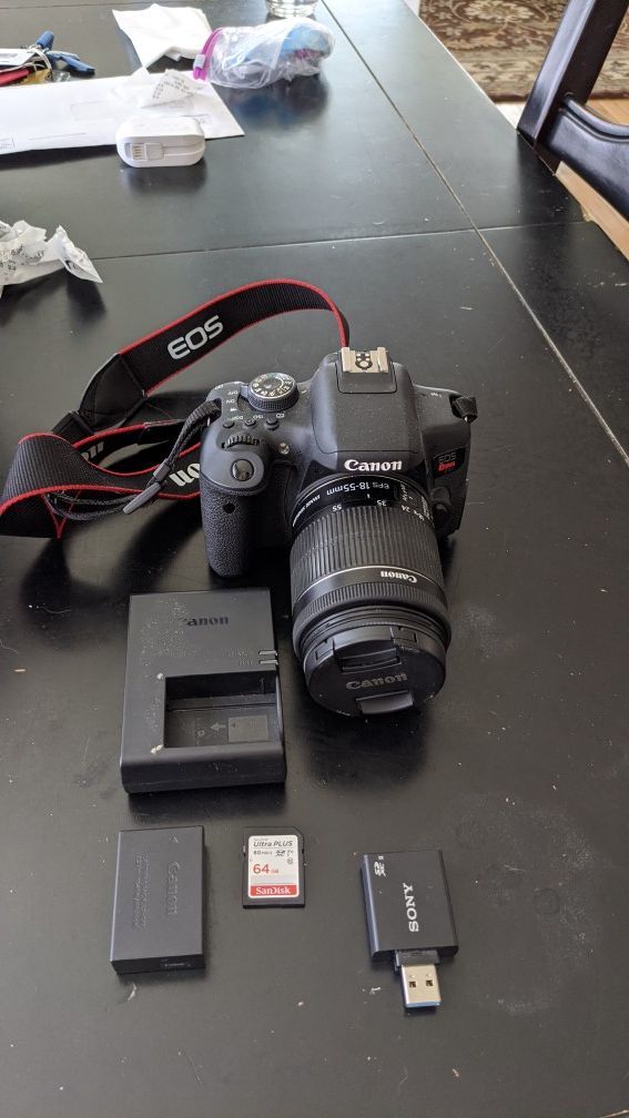 Canon Rebel T6i with 18-55 mm lens + more